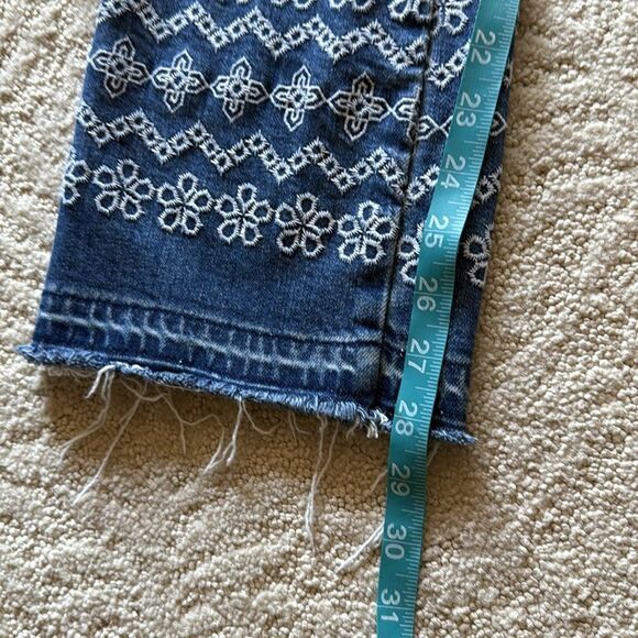 Derek Lam Dark Blue Flare Jeans with White Embroidery size 26 - Picture 14 of 15